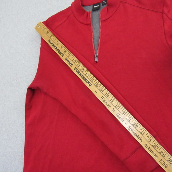 Hugo Boss Mens 1/4 Zip Sweater 2XL Red Pullover Long Sleeve Casual - Picture 9 of 10